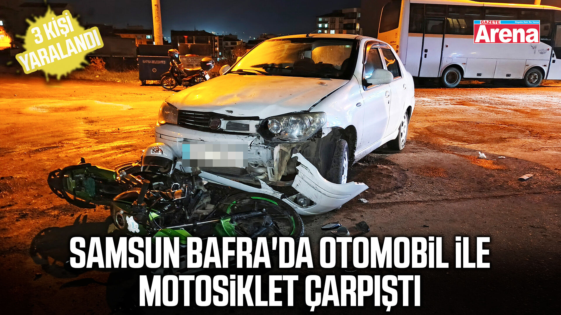 Samsun Bafra'da otomobil ile motosiklet çarpıştı