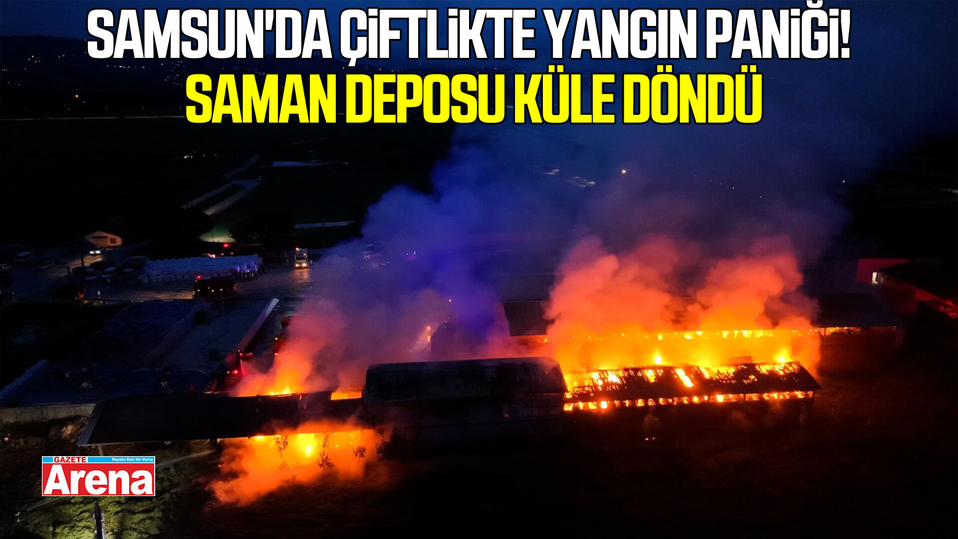 Samsun'da çiftlikte yangın paniği! Saman deposu küle döndü