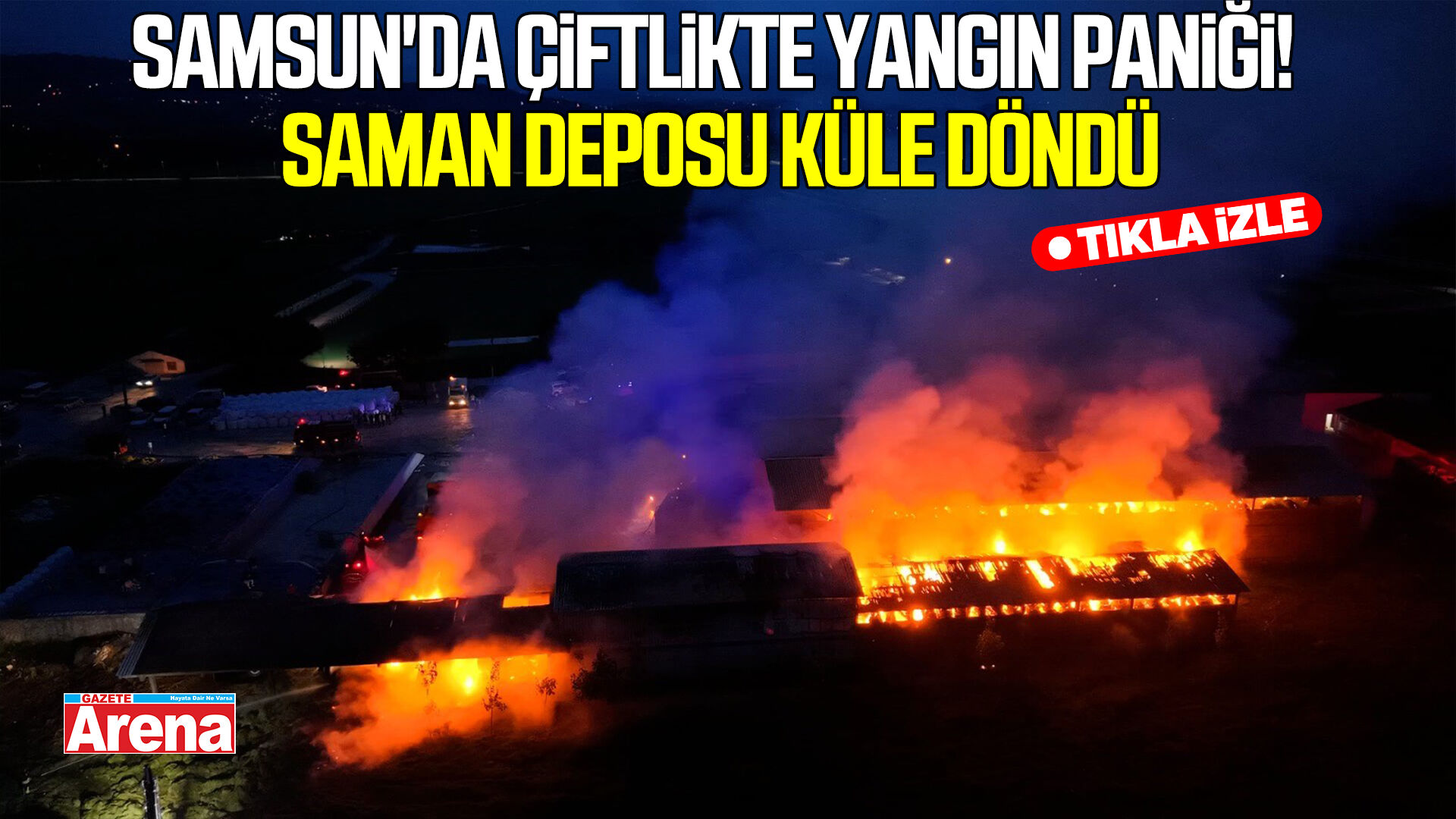 Samsun'da çiftlikte yangın paniği! Saman deposu küle döndü