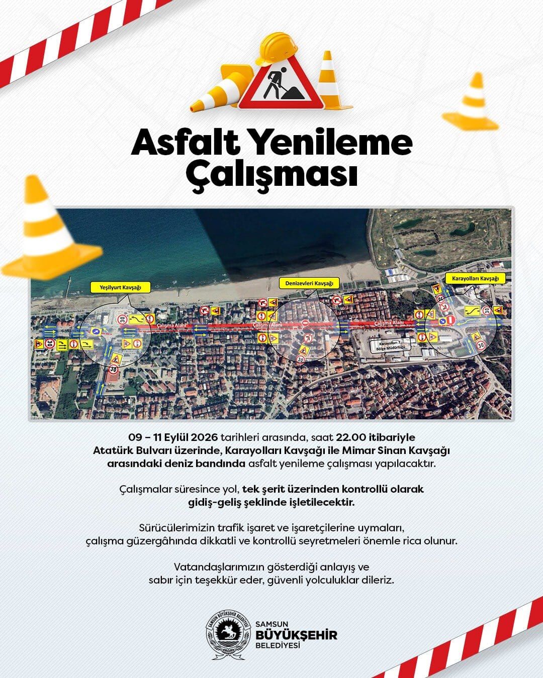 Samsun’da Yol Çalışması Atatürk Bulvarı'da Asfalt Çalışması-1