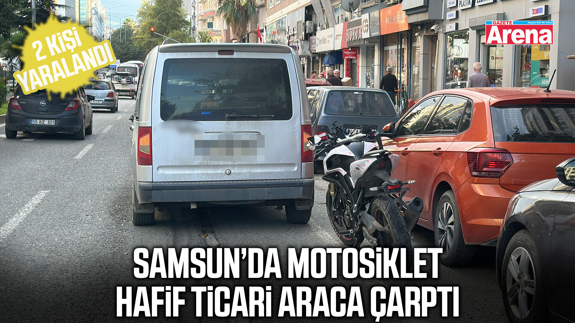Samsun’da motosiklet hafif ticari araca çarptı