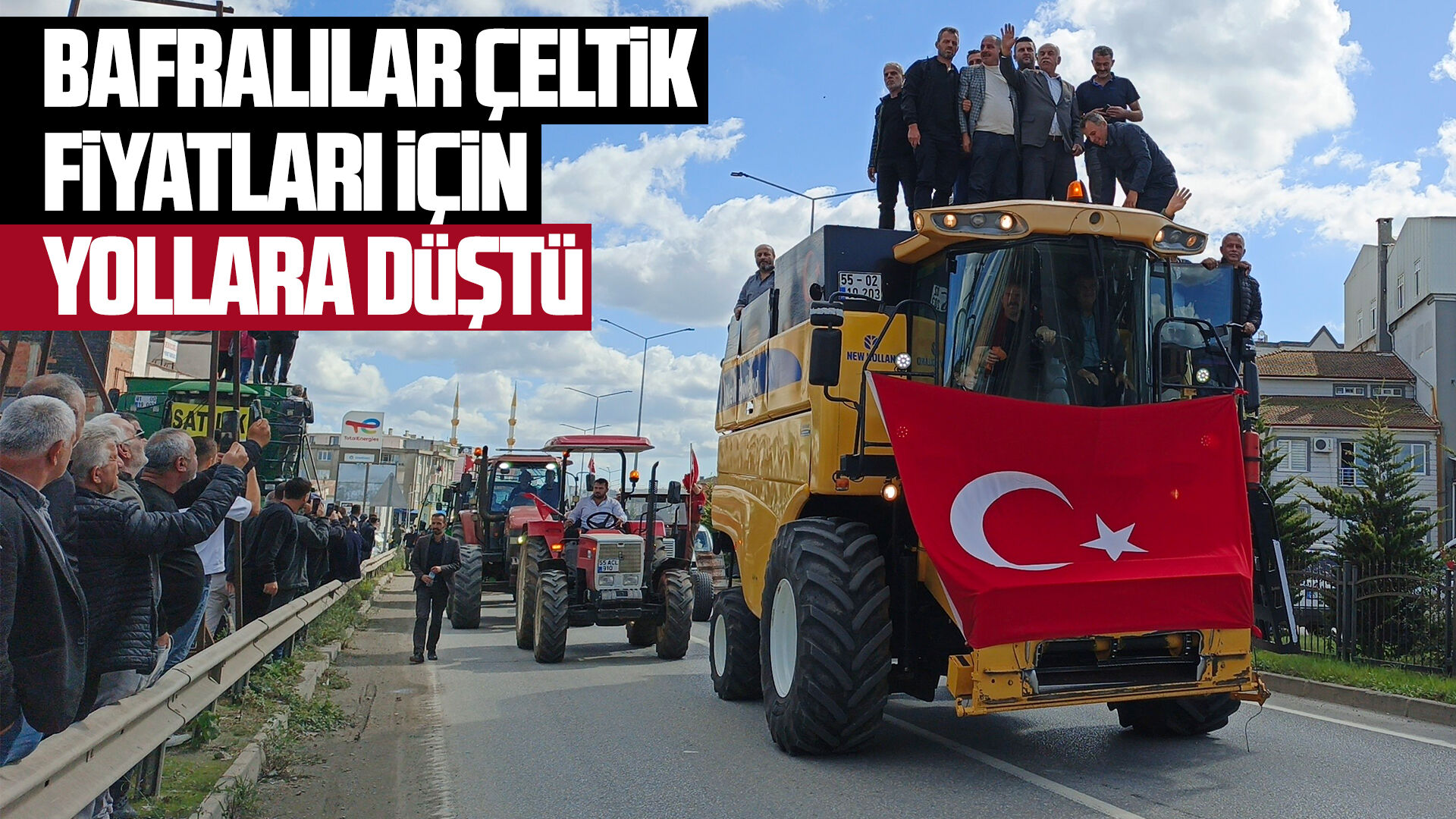 Bafra'da çeltik üreticilerinden protesto konvoyu