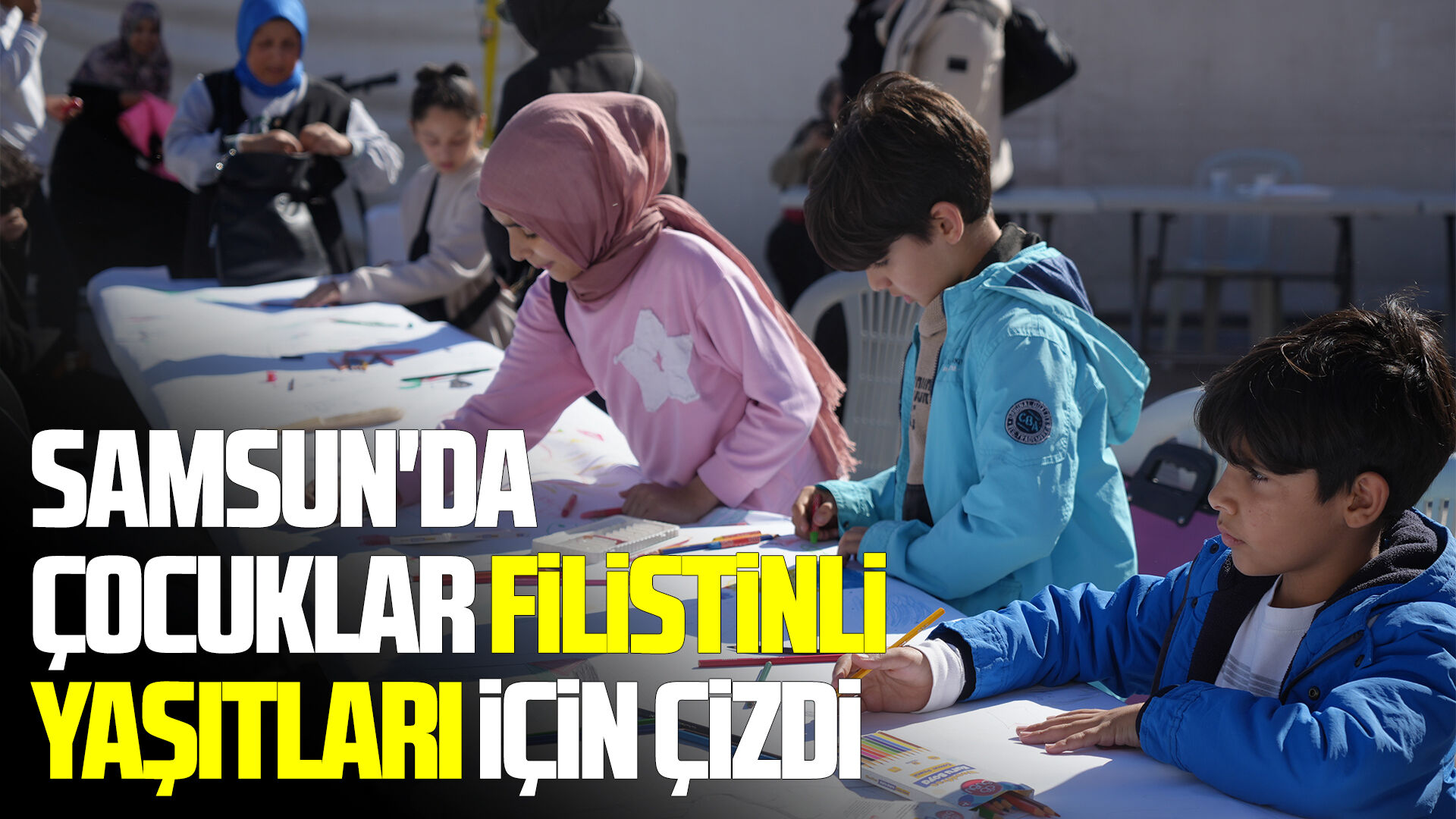 Samsun'da çocuklar Filistinli yaşıtları için çizdi